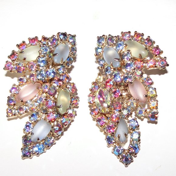 VTINTAGE CHRISTIAN DIOR Jewelry - VTG Christian Dior RUNWAY Dress Clips by Swarovski's AB Crystals! RARE!